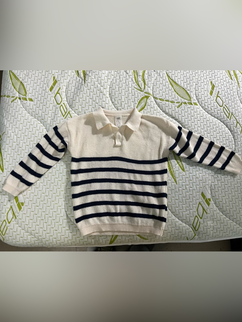 H&M baby Cream Sweater Stripe Polo Collar - size 12 months